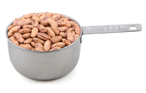 Borlotti beans in a measuring cup — Stock Photo, Image