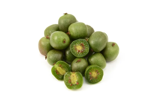 Kiwi berries - whole and sliced in half — Stock Photo, Image