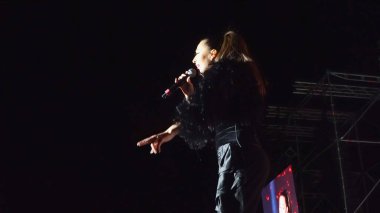 Bansko, Bulgaristan - 08 Sep, 2019: Sırp ünlü şarkıcı Ceca Raznatoviç Bulgaristan 'ın Bansko kentinde bir konser veriyor