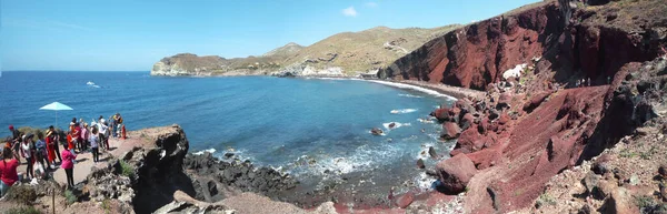 Panoramiczny Widok Czerwoną Plażę Wyspie Santorini Grecja — Zdjęcie stockowe