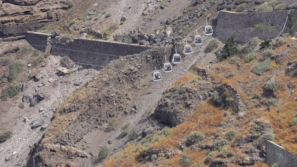 Santorini Adası Ndaki Eski Liman Eşek Yolu Kablo Yoluna Bak — Stok fotoğraf