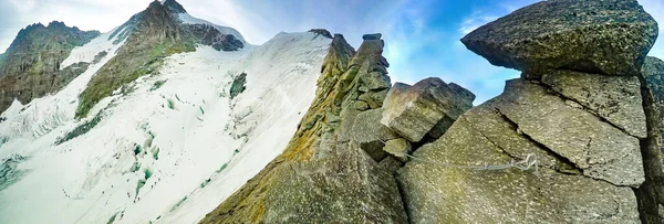 Panoramatické Pov Ledovec Horolezec Expedici Vrchol Gran Paradiso Italské Alpy — Stock fotografie