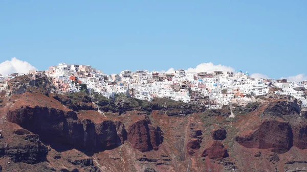 Panoramic View Sea Santorini Caldera Iconic Architecture Fira Town — Stock Photo, Image