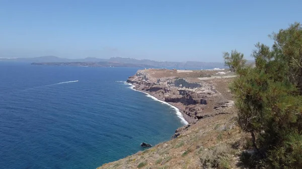 Santorini Panoramatický Výhled Okraje Útesu Caldera — Stock fotografie