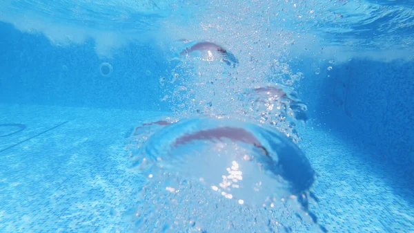 Unterwasser Ansicht Des Jetstreams Schwimmbad Mit Aufsteigenden Blasen Langsames Motiv — Stockfoto