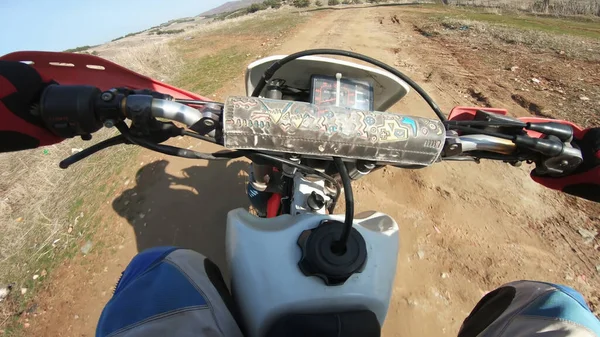 Enduro Extreme Motocross Rider Action Dirt Mountain Offroad Track — 스톡 사진