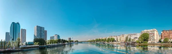 Panorama Del Distrito Moderno Rascacielos Río Sena París Francia — Foto de Stock