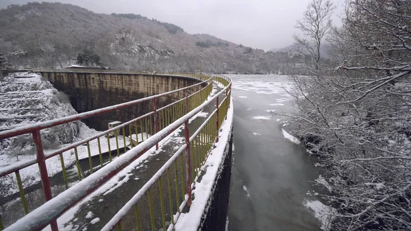 Pov Guidare Auto Attraverso Una Neve — Foto Stock