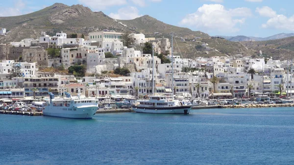 Luchtfoto Van Belangrijkste Haven Van Het Eiland Naxos Griekenland — Stockfoto
