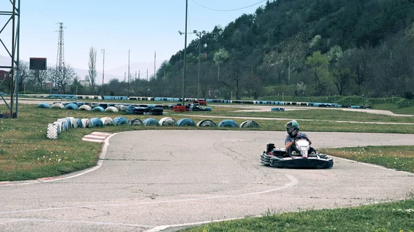 Karting Corrida Uma Pista Corrida — Fotografia de Stock