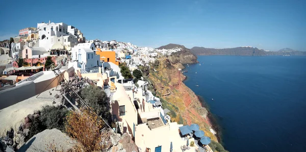 Panoramautsikt Över Byn Oia Santorini Island Grekland — Stockfoto