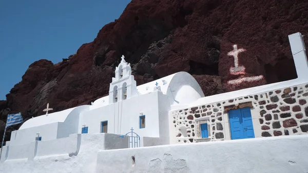 Saint Nikolaos Orthodoxe Kerk Gelegen Akrotiri Naast Het Beroemde Rode — Stockfoto