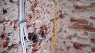 Eski kırmızı tuğladan duvar kumaşı. Grunge duvar arkaplanı