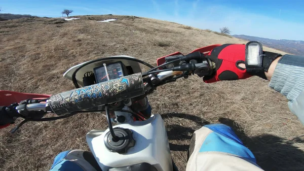 Enduro Extreme Motocross Rider Action Dirt Mountain Offroad Track — Stock Photo, Image