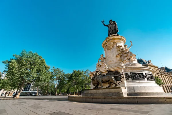 Place Republique Built 1880 Symbolizes Victory Republic France Famous Statue — Stock Photo, Image