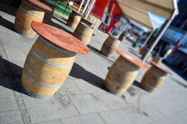 Mesas Barril Pub Festival Cerveza Aire Libre — Foto de Stock