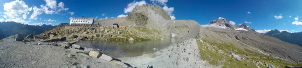 Panorama Mountain Lake Range Vittorio Emanuele Refuge Hut Expedition Gran — Stock Photo, Image