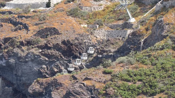 Vista Sobre Puerto Viejo Carretera Del Burro Teleférico Isla Santorini —  Fotos de Stock