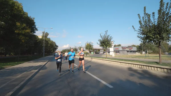 Skopje Macédoine Oct 2019 Course Marathon Les Gens Courent Sur — Photo