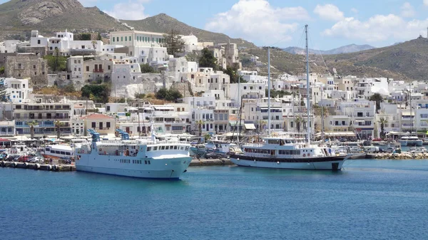 Luchtfoto Van Belangrijkste Haven Van Het Eiland Naxos Griekenland — Stockfoto