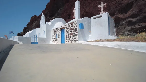 Saint Nikolaos Orthodoxe Kerk Gelegen Akrotiri Naast Het Beroemde Rode — Stockfoto