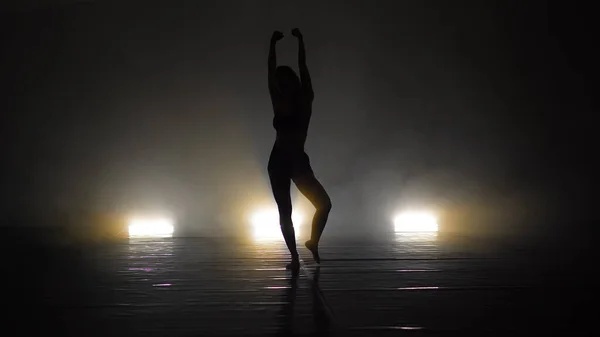 Giovane Bella Ballerina Contemporanea Sul Palcoscenico Fumo Danza Balletto Moderno — Foto Stock
