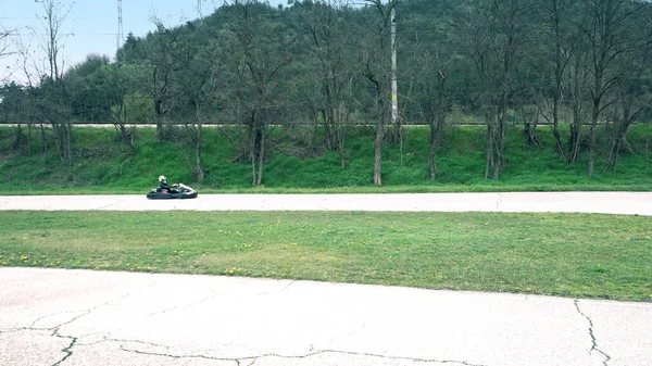 Man Race Karten Snel Rijden Kart Track Bochten — Stockfoto