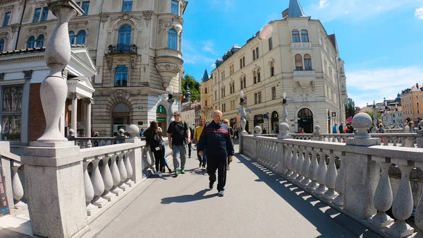 Ljubljana Slovenien Juni 2019 Visa Stadskärnan Gamla Byggnader Och Ljubljanas — Stockfoto