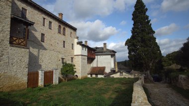Hristiyan Ortodoks Manastırı Hilandar. Kutsal Athos Dağı, Chalkidiki, Yunanistan - Keşişler Cumhuriyeti