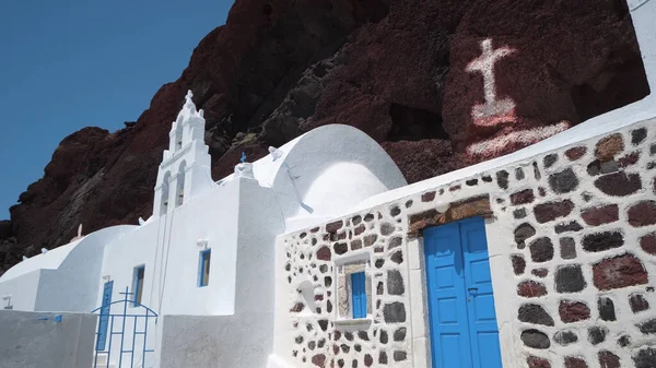 Saint Nikolaos Orthodoxe Kerk Gelegen Akrotiri Naast Het Beroemde Rode — Stockfoto