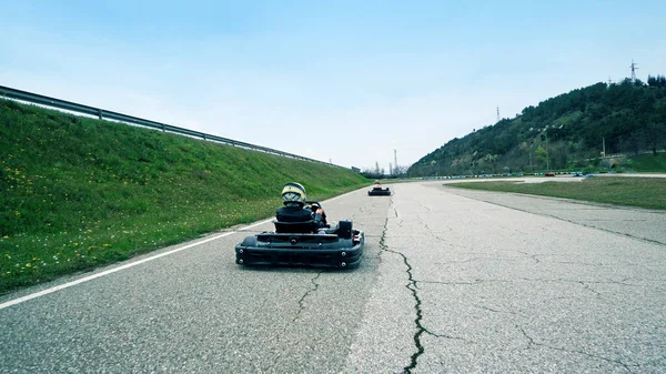 Karting Corridas Redor Pista — Fotografia de Stock