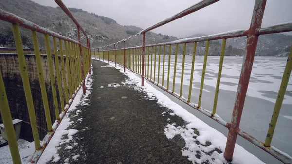 Pov Conducir Coche Través Una Nieve — Foto de Stock