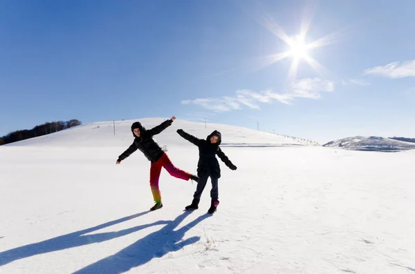 Group Children Playing Snow Winter Time — Stock Photo, Image