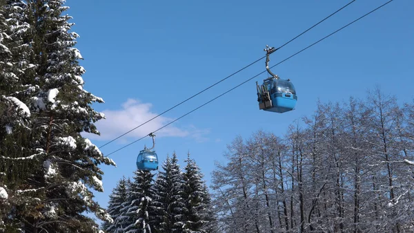 Ski Lift Cabin Bansko Ski Center Blue Elevator Bulgaria — Stock Photo, Image