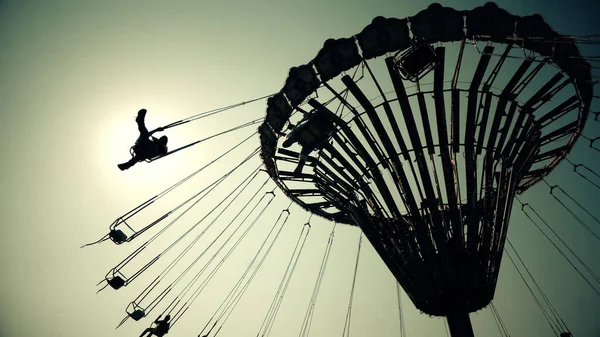 Voler Dans Les Airs Sur Manège Tour Chaîne Carrousel Avec — Photo