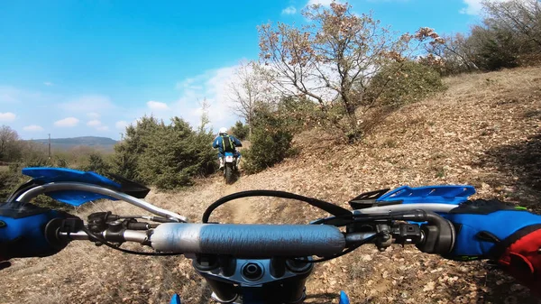 Homme Sport Extrême Équitation Touring Enduro Moto Sur Terrain Terre — Photo