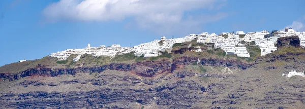 Volcanic Caldera Clif Town Oia Santorini Greece Panoramic View Seen — Stock Photo, Image