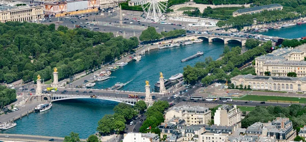 Luftaufnahme Der Brücken Alexander Iii Und Concorde Auf Der Seine — Stockfoto