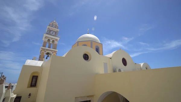 Katolska Kyrkan John Döparen Och Klocktornet Thira Santorini Kyklader Grekland — Stockfoto