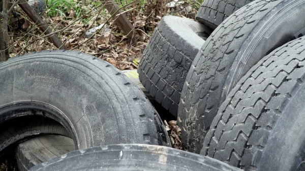 used tire deposit in dump