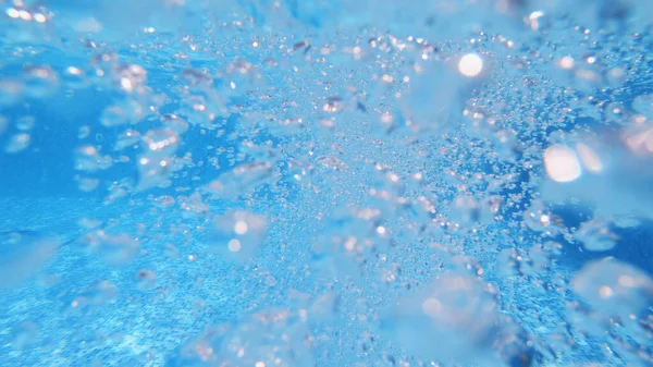 Vista Submarina Del Chorro Agua Piscina Con Burbujas Levantándose Motivo — Foto de Stock