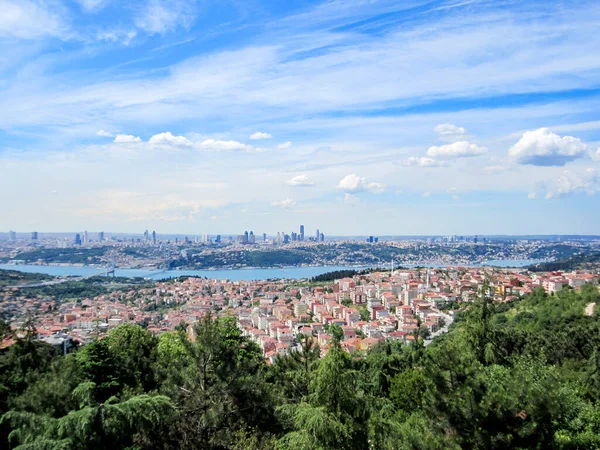 Panorama Aérien Istanbul Avec Vue Sur Pont Bosphore Quartier Des — Photo