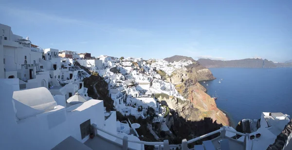 Panorámás Kilátás Santorini Oia Falu — Stock Fotó