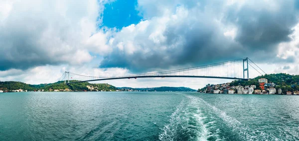 Panorama Segunda Ponte Bósforo Fatih Sultan Mehmet Koprusu Istambul Turquia — Fotografia de Stock