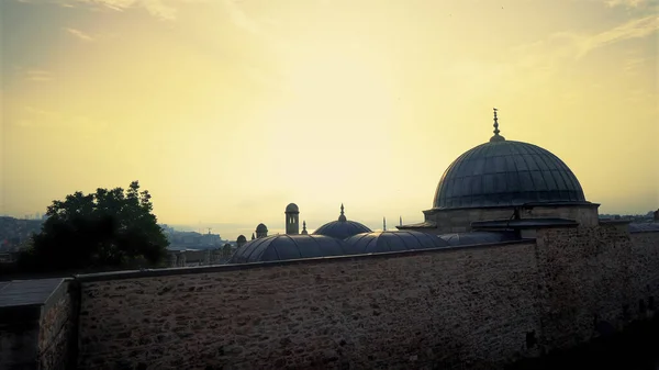 Une Vue Majestueuse Mosquée Suleiman Istanbul Turquie Coucher Soleil — Photo