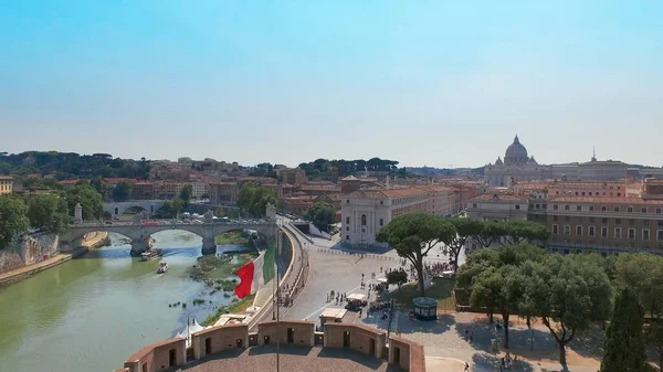 Panoramic View Peter Basilica River Bridges Terrace Castel Angelo — Stock Photo, Image