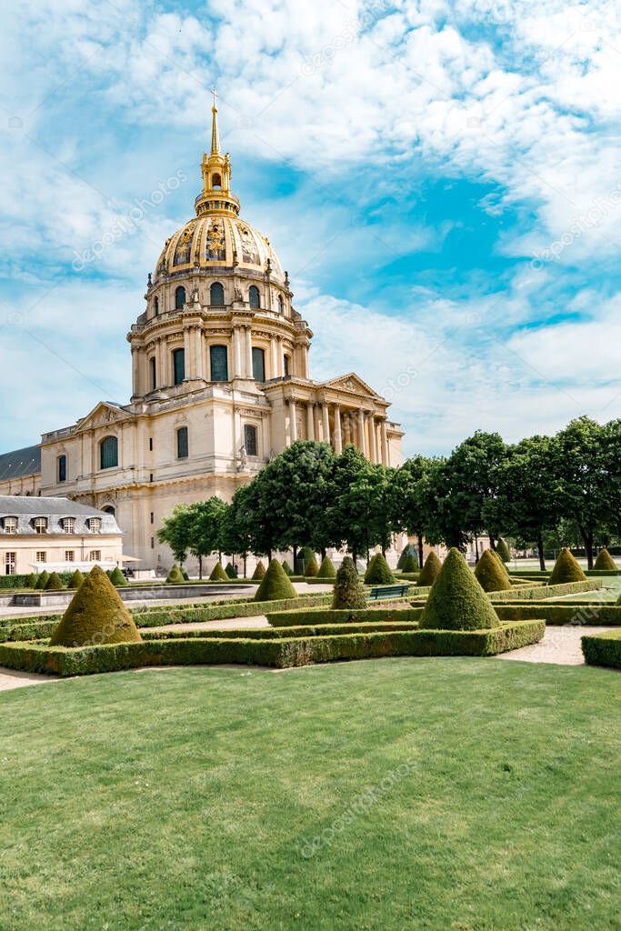 Invalides museum in the city of Paris in france, vertical