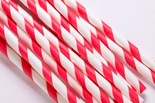 Lot Papaer Red White Coctail Tubes — Stock Photo, Image