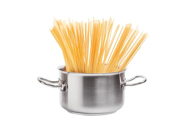 Pasta Spaghetti Metal Kitchen Pot Isolated — Stock Photo, Image