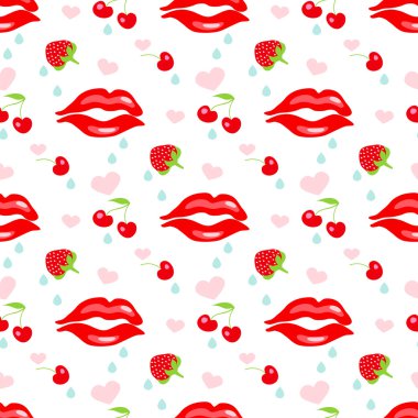 Meyve ve dudakları desen